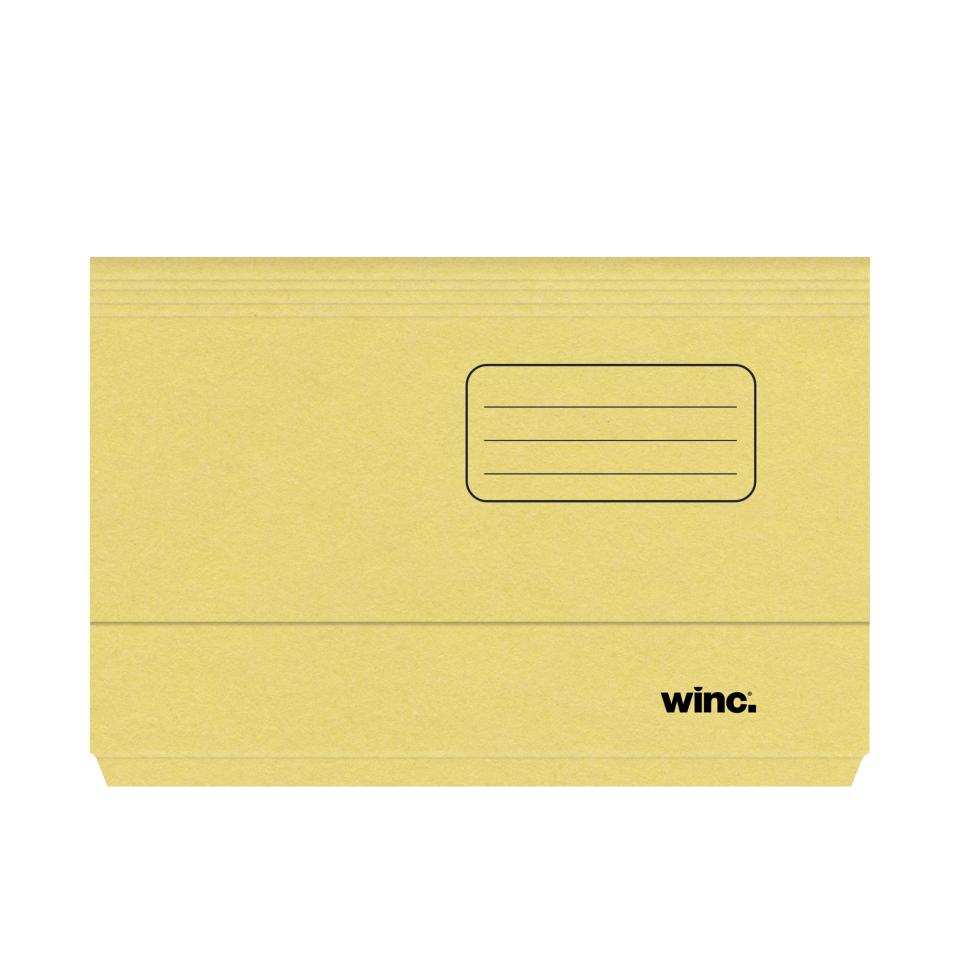 Winc Manilla Document Wallet 30mm Gusset Foolscap Yellow