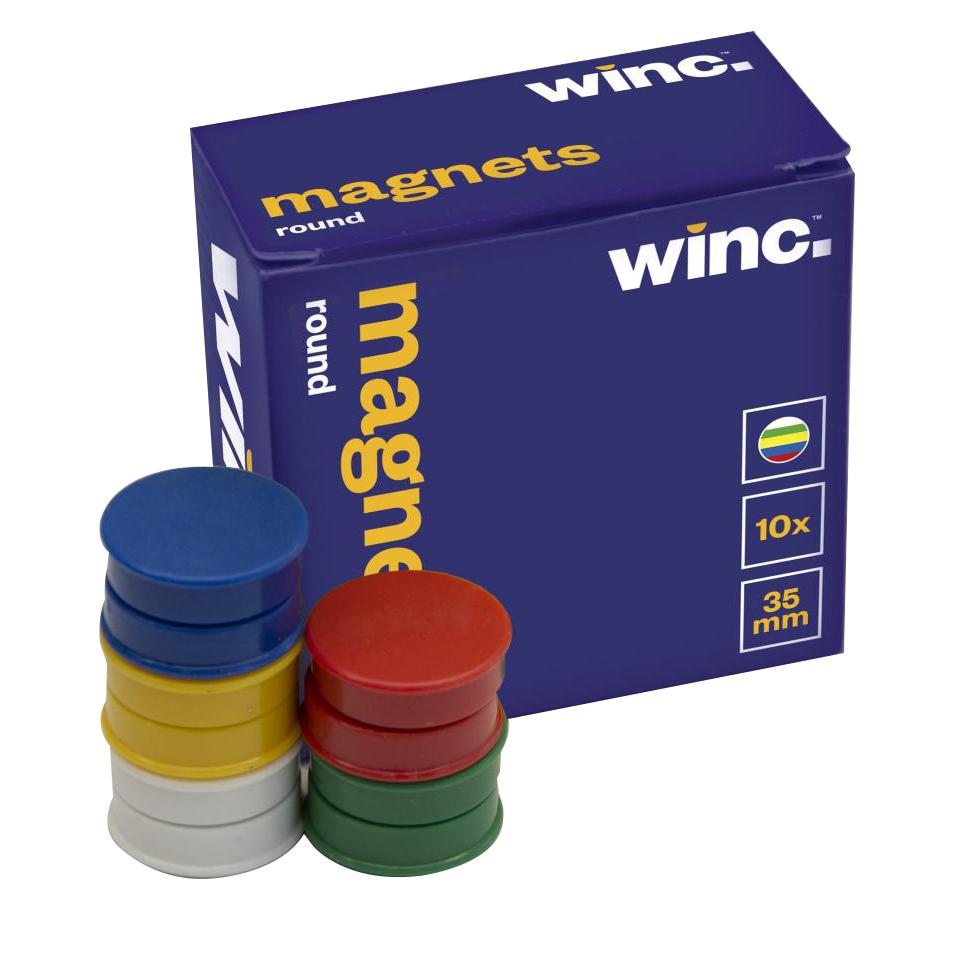 Winc Round Flat 35mm Assorted Colours Pack 10 Winc