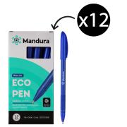 Mandura Ballpoint Eco Pen Medium 1.0mm Blue Box 12
