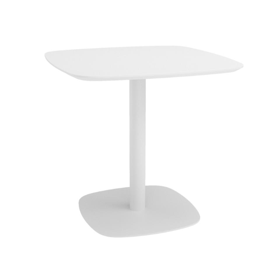 Tobi Table White Wooden Finish With 4 Sided Curved Metal Base 800w X 800d X 750h Image