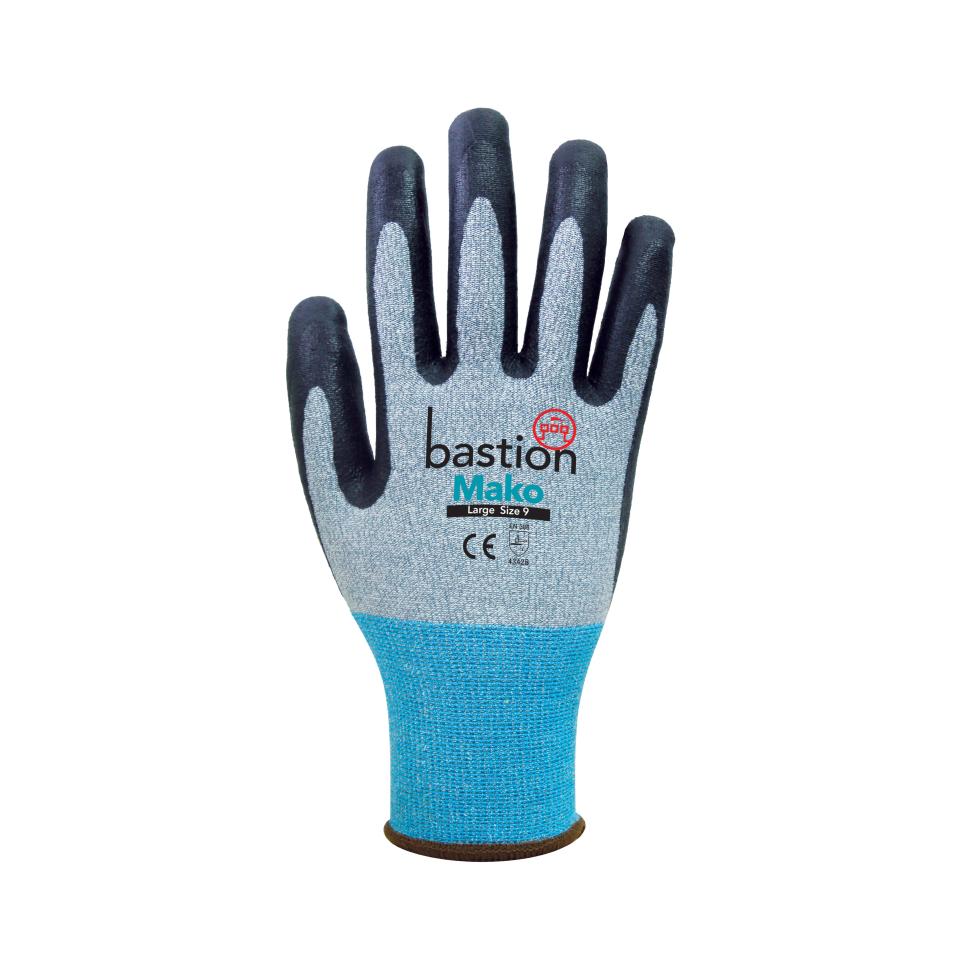 Bastion Mako Cut 3 Grey Hppe/ Spandex Black Micro Foam Flex Nitrile Coating Gloves