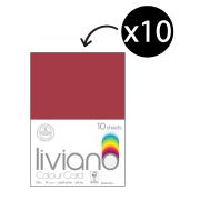 The Paper House Liviano Colour Card 180gsm A4 Christmas Red Pack 10
