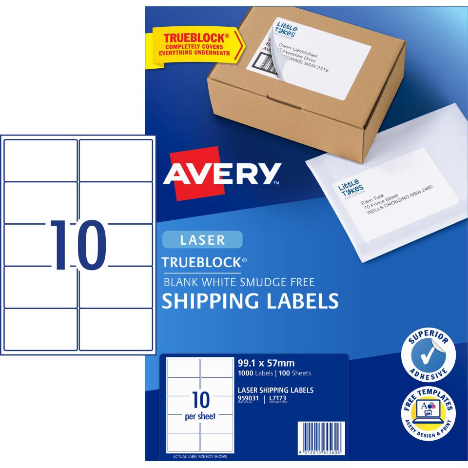 Avery Shipping Labels with Trueblock for Laser Printers - 20.20 x 20 mm -  20000 Labels ( L72073) In 99.1 X 67.7 Mm Label Template