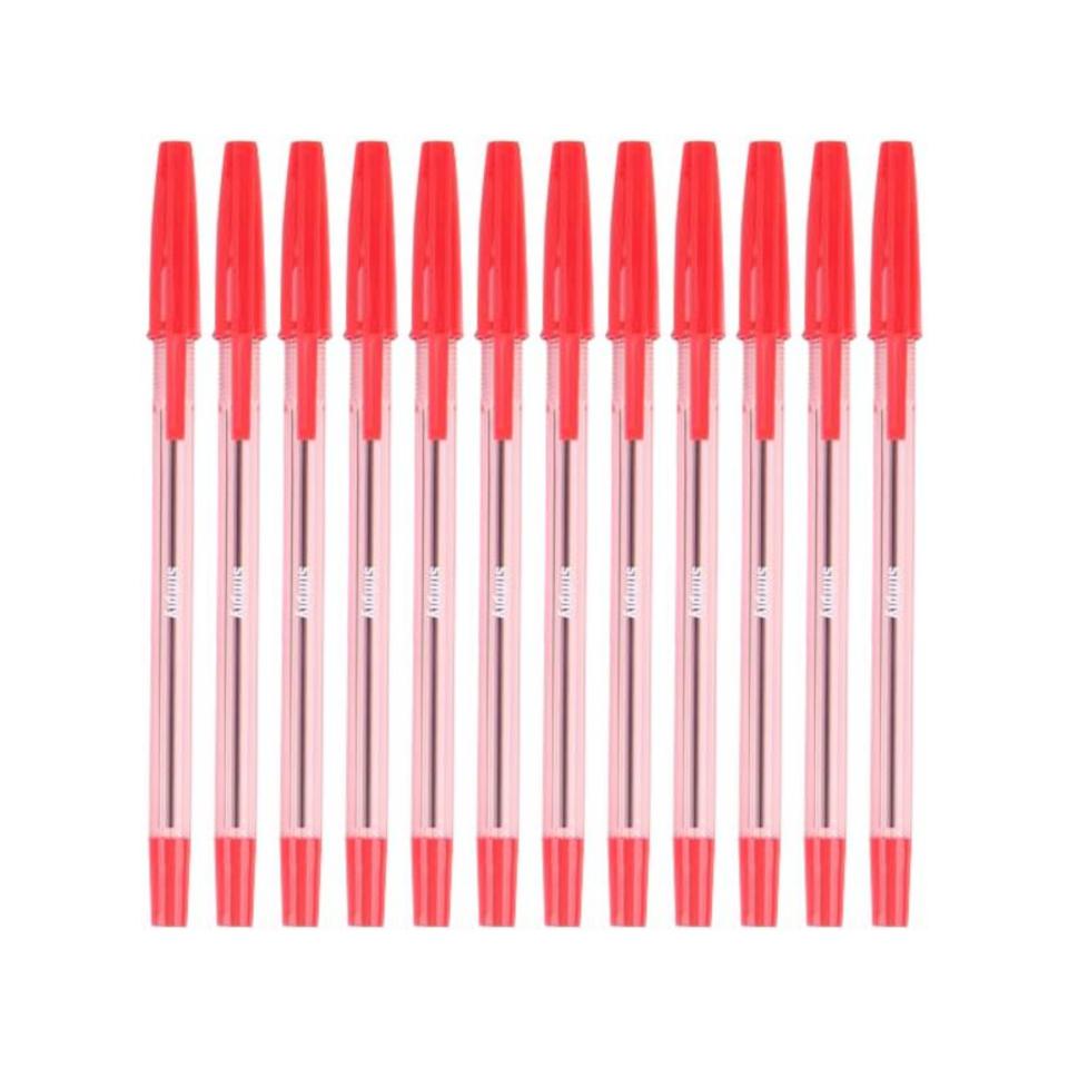 Simply Tinted Stick Ballpoint Pen Medium 1.0mm Red Box 12