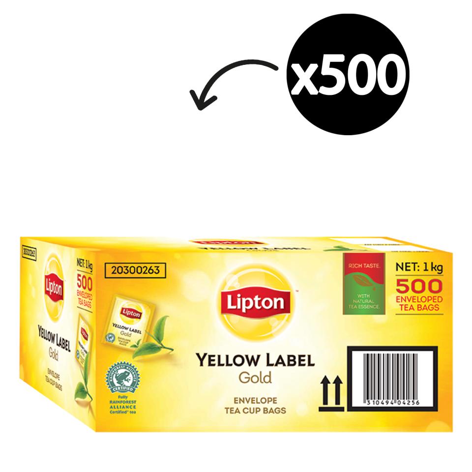 Lipton Yellow Label Gold Black Enveloped Tea Bags Carton 500