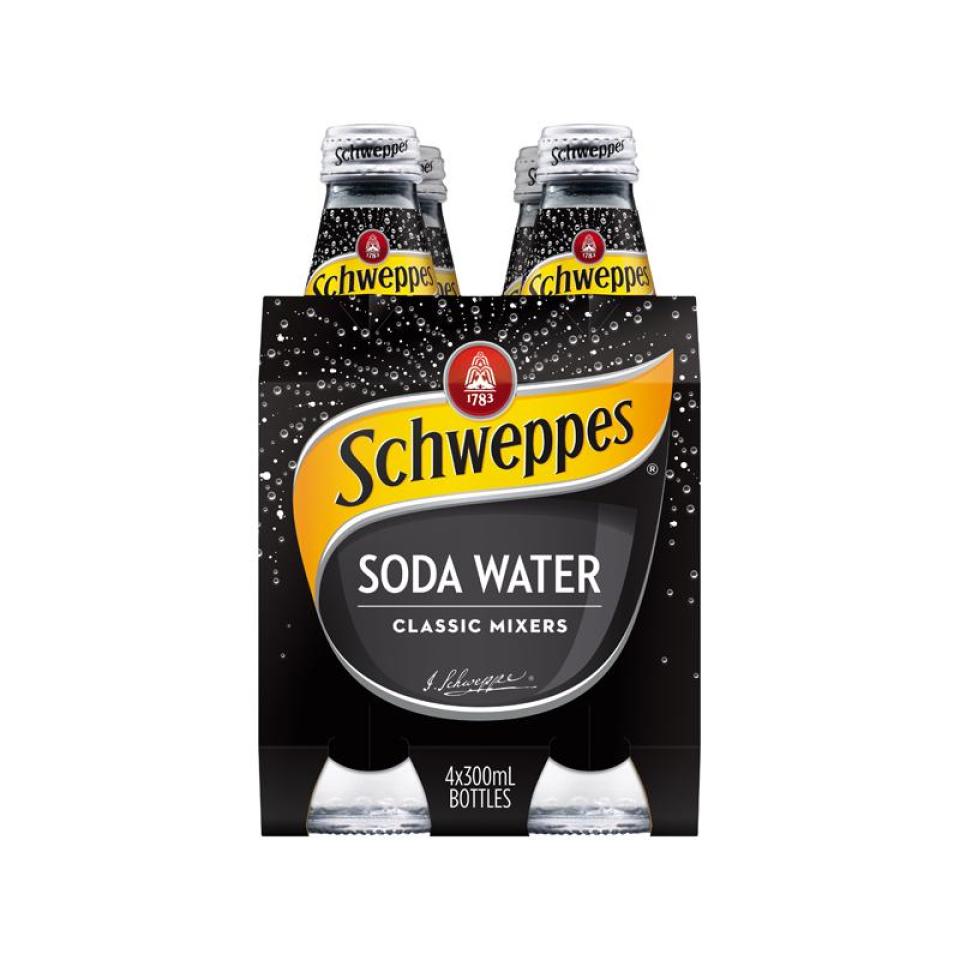 Schweppes Soda Water 300ml Bottle Pack 4