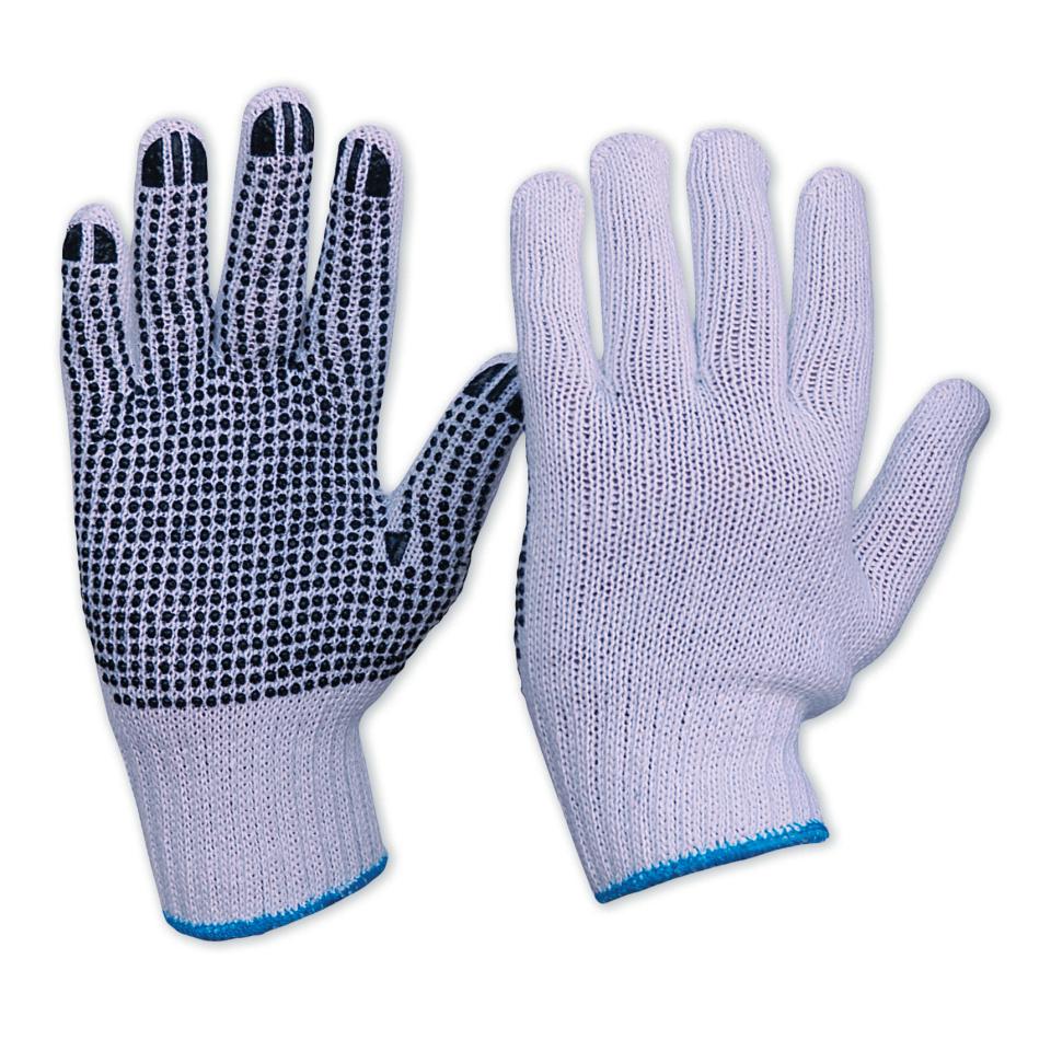 Paramount Mens Knitted PolyCotton Gloves with PVC Polka Dots