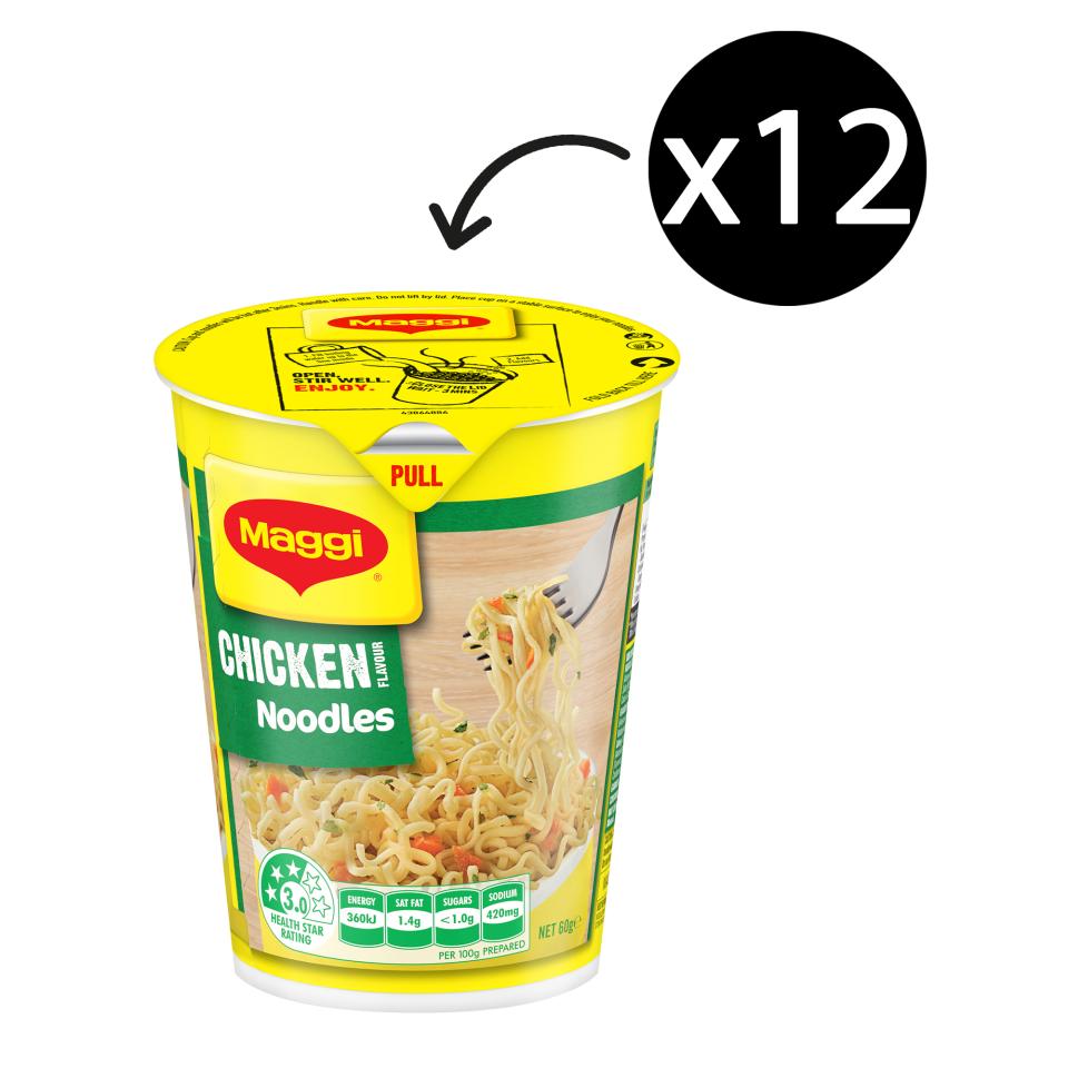 Maggi 2 Minute Noodle Cup Chicken Carton 12