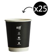 Truly Eco Double Wall Coffee Cup Black 8oz Pack 25