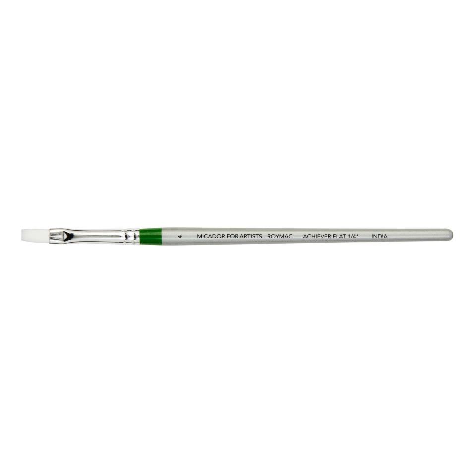 Micador Achiever Flat Paint Brush No.4 1/4 Inch White Taklon