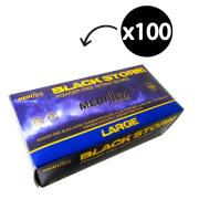 Mediflex Black Storm Nitrile Examination Gloves Black Large Box 100