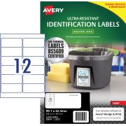 Avery Ultraresistant Label White  Label L7913 12up 99.1 x 42.3mm Pkt 10
