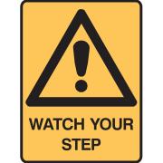 Brady 835388 Watch Your Step Sign 450x300 Poly White/Black
