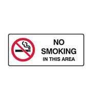 Brady 835239 Sign No Smoking In This Area 180x450mm Polypropylene