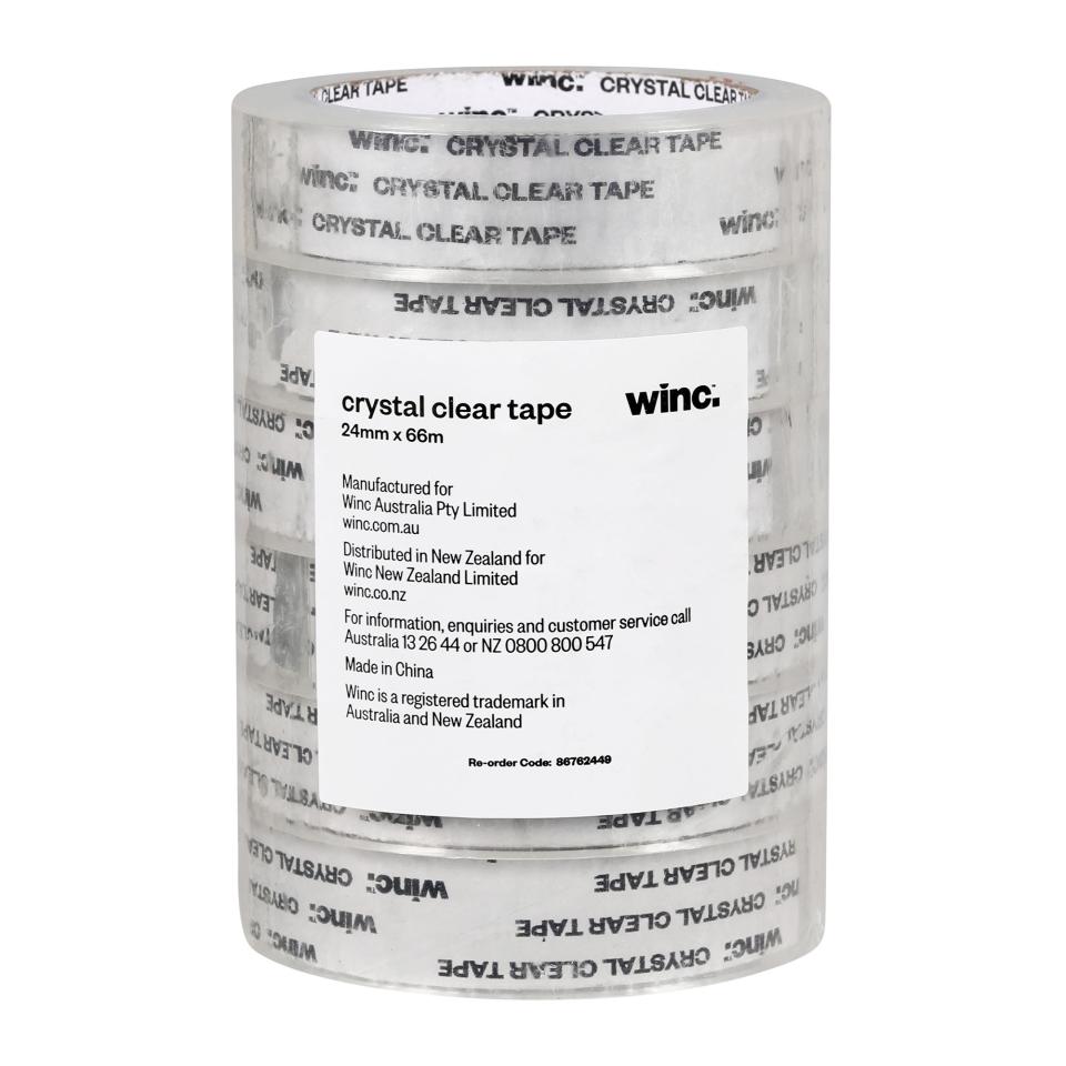 Winc Office Tape 24mm X 66m Crystal Clear Pack 6