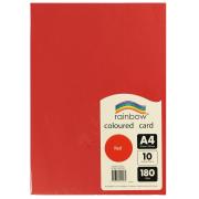 Rainbow Coloured Card 180gsm A4 10 Sheet Red