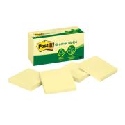 Post-it Notes 654-RP 100% Recycled Fibres 76x76mm Yellow Pack of 12