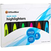 Officemax Assorted Colours Desk Style Highlighters Chisel Tip Pack Of 6