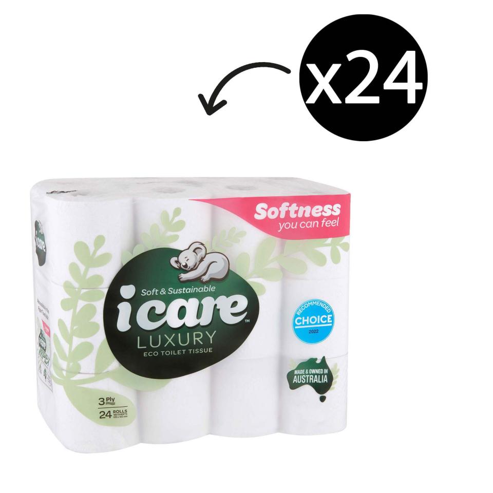 Icare Toilet Tissue 3ply Roll 180 Sheets Fsc Recycled Carton 24