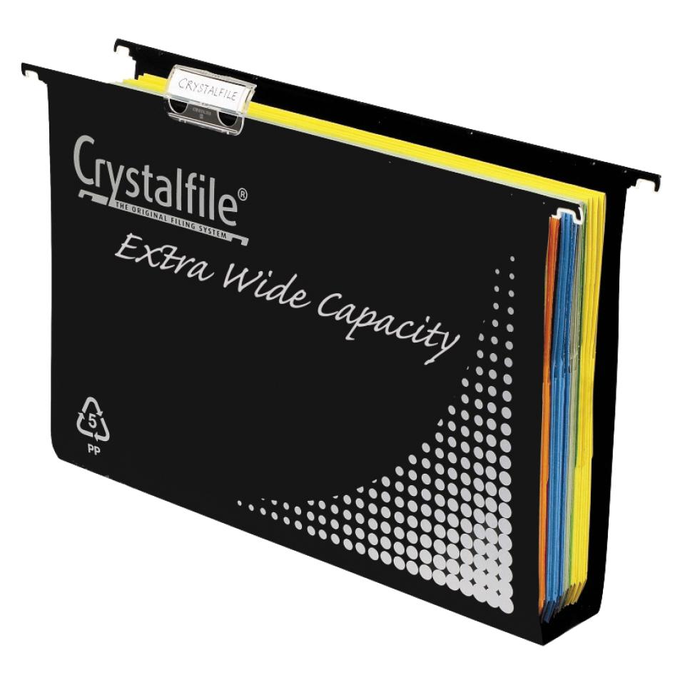 Crystalfile Suspension File PP Foolscap Extra Wide Capacity Black Box 10
