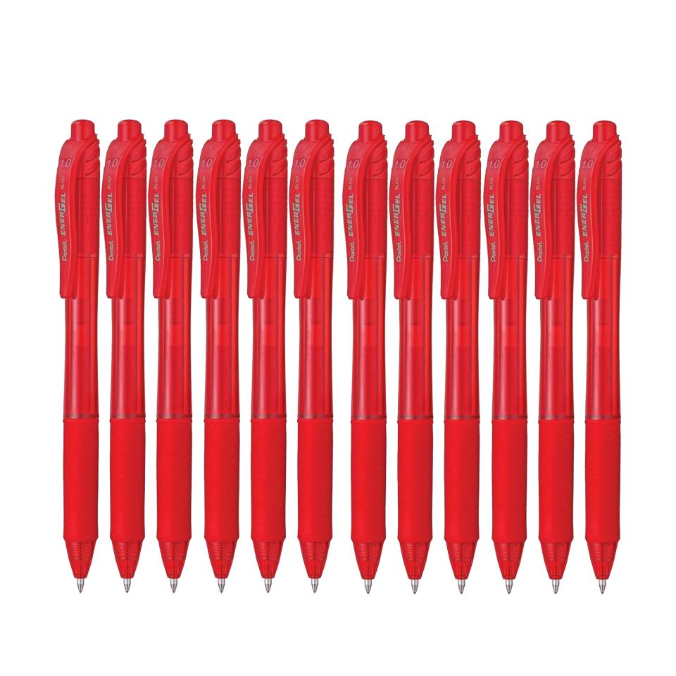 Pentel BL110 EnerGel-X Retractable Gel Pen Medium 1.0mm Red Box 12