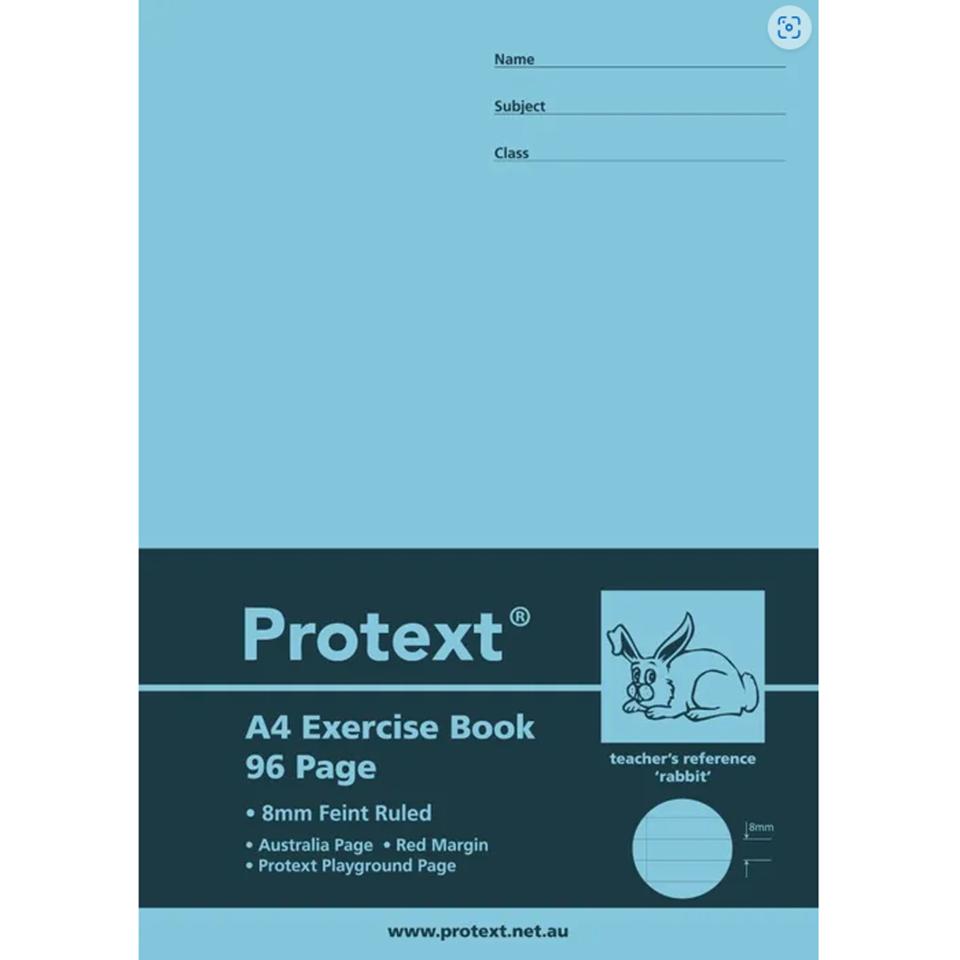 Protext Exercise Book A4 Polypropylene Stapled 8mm Ruled 70GSM 96 Pages
