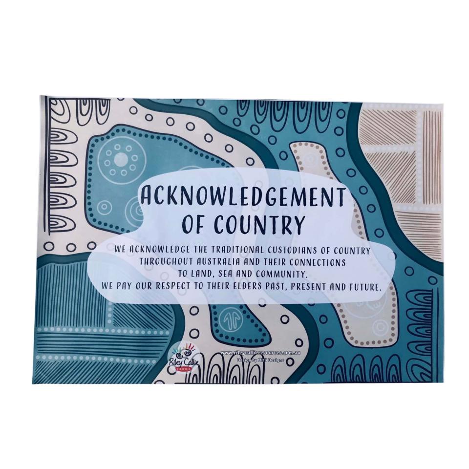 Riley Callie Resources Acknowledgement of Country Sign Blue