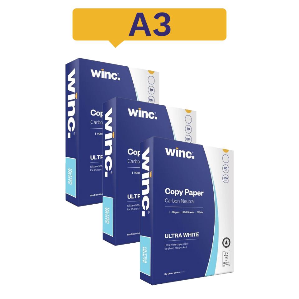 Winc Ultra White Carbon Neutral Copy Paper A3 80gsm Carton 3 Reams Winc