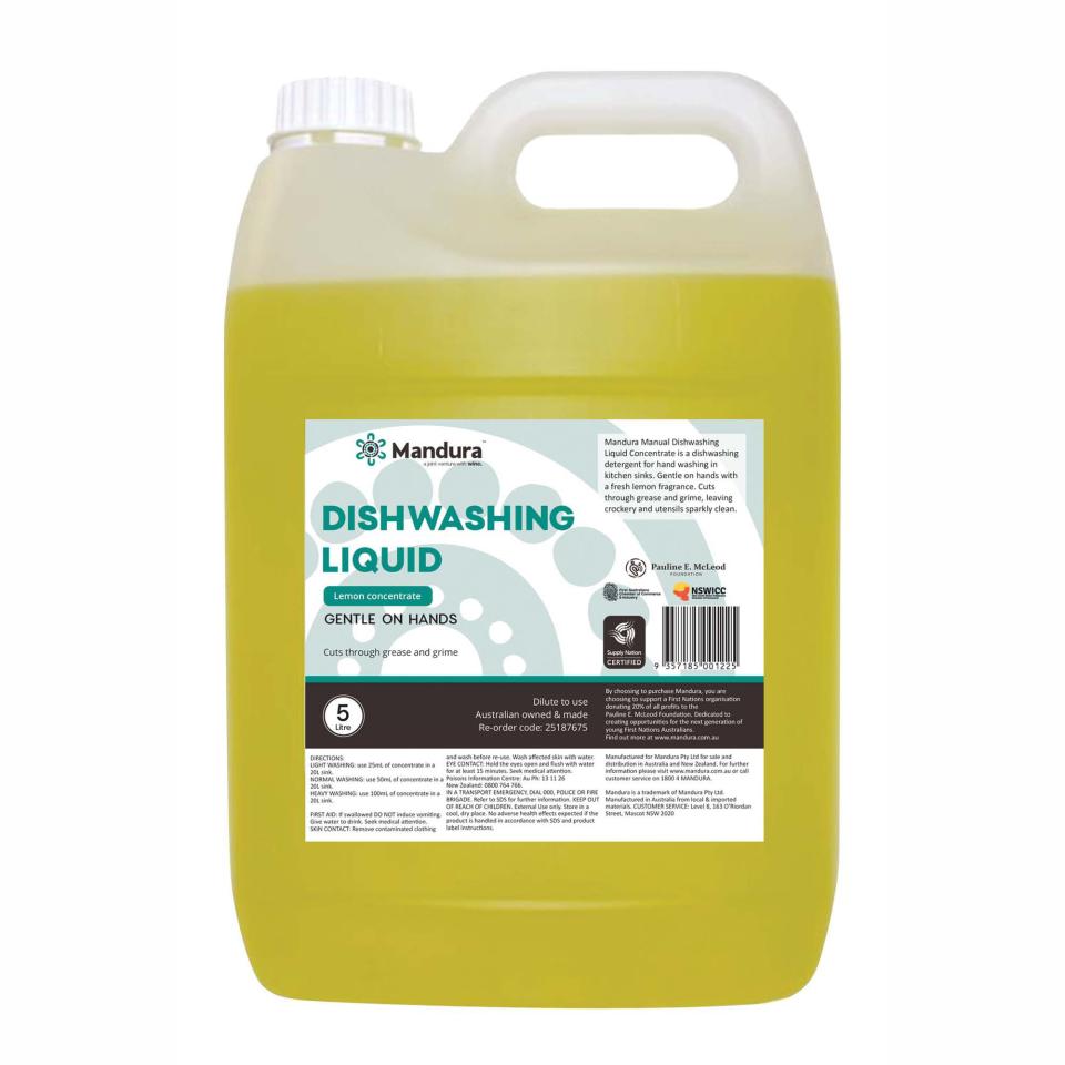 Mandura Manual Dishwashing Liquid Concentrate Lemon 5L Winc