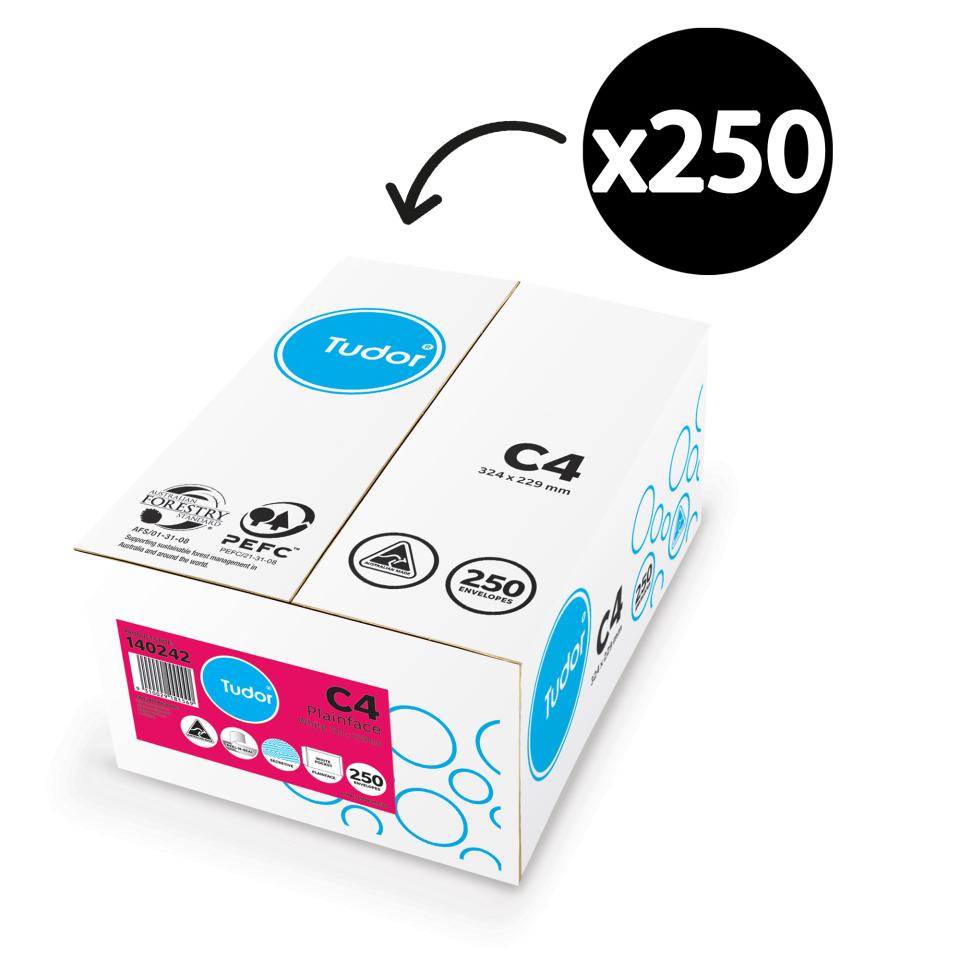 Tudor Envelopes 140244 Premium C4 Peel-N-Seal White Box 250
