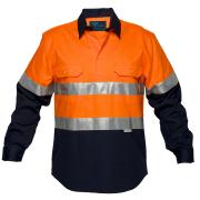 Prime Mover WWNC1001AC 100% Cotton HiVis Closed Front Drill Shirt w/Tape Long Sleeve