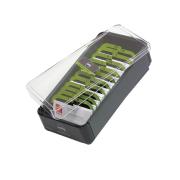 Marbig Business Card Indexed File Box 400 Card Capacity Grey & Lime