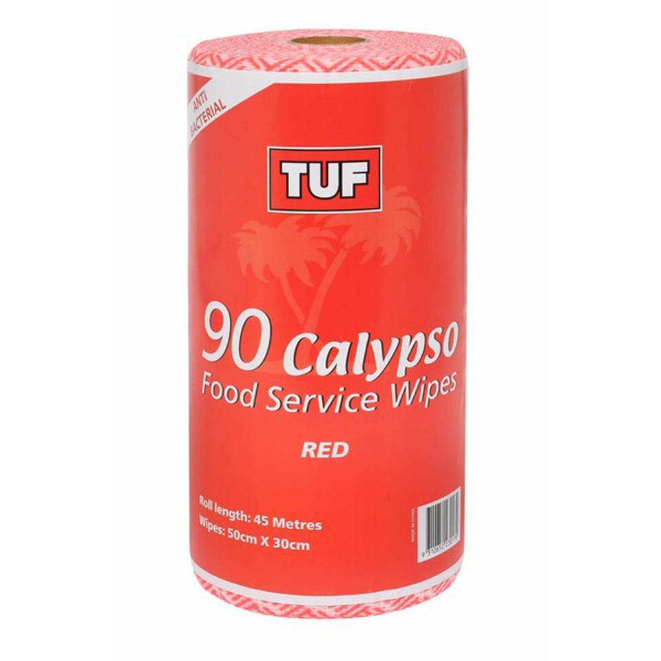Tuf Calypso Food Service Antibacterial Wipes Red Roll 90 Sheets