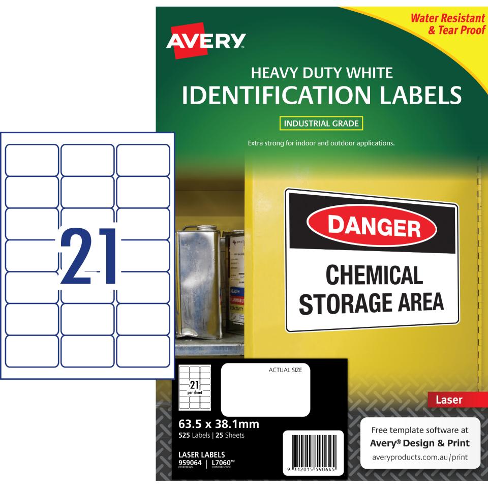 Avery White Heavy Duty Labels for Laser Printers - 221.221 x 221.21mm - 2212221  Labels (L21) Regarding 99.1 Mm X 38.1 Mm Label Template