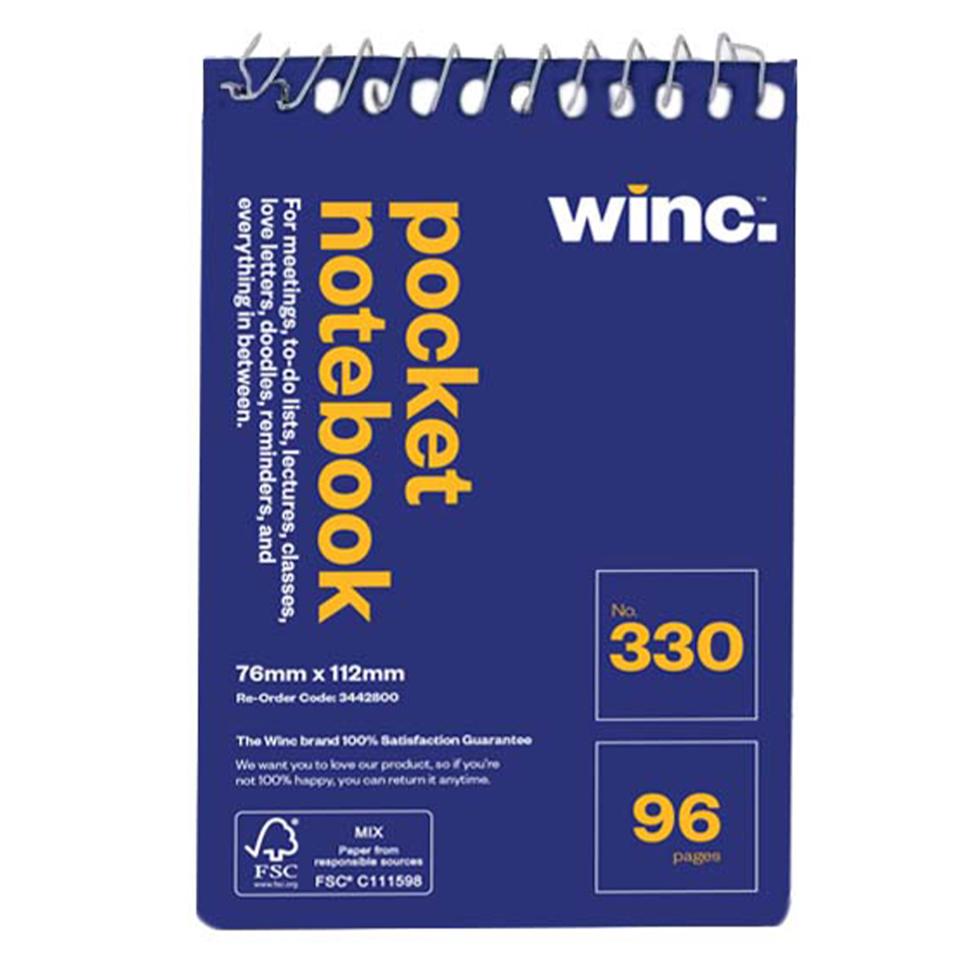 Winc Spiral Notepad Pocket No.330 Top Opening 96 Page