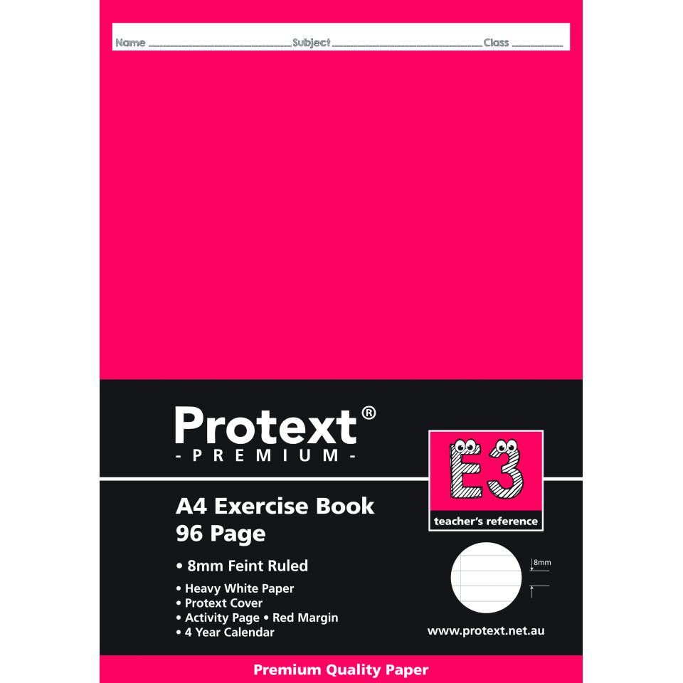 Protext Premium A4 Exercise Book Ruled 8mm 96 Pages E3