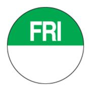 FFSA Removable Circle Label - Friday 24mm Roll of 1000