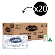 Sorbent Professional TAD Compact Hand Towel 25 x 19cm 1 Ply 120 Sheets Carton 20