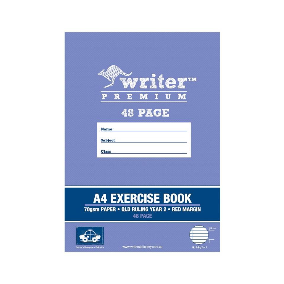 Writer Premium Exercise Book Qld Ruling Year 2 A4 48 Pages
