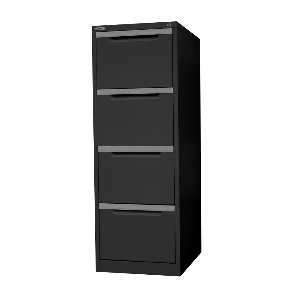 Steelco Filing Cabinet 4 Drawer Lockable 1320H x 470W x 620Dmm Graphite Ripple