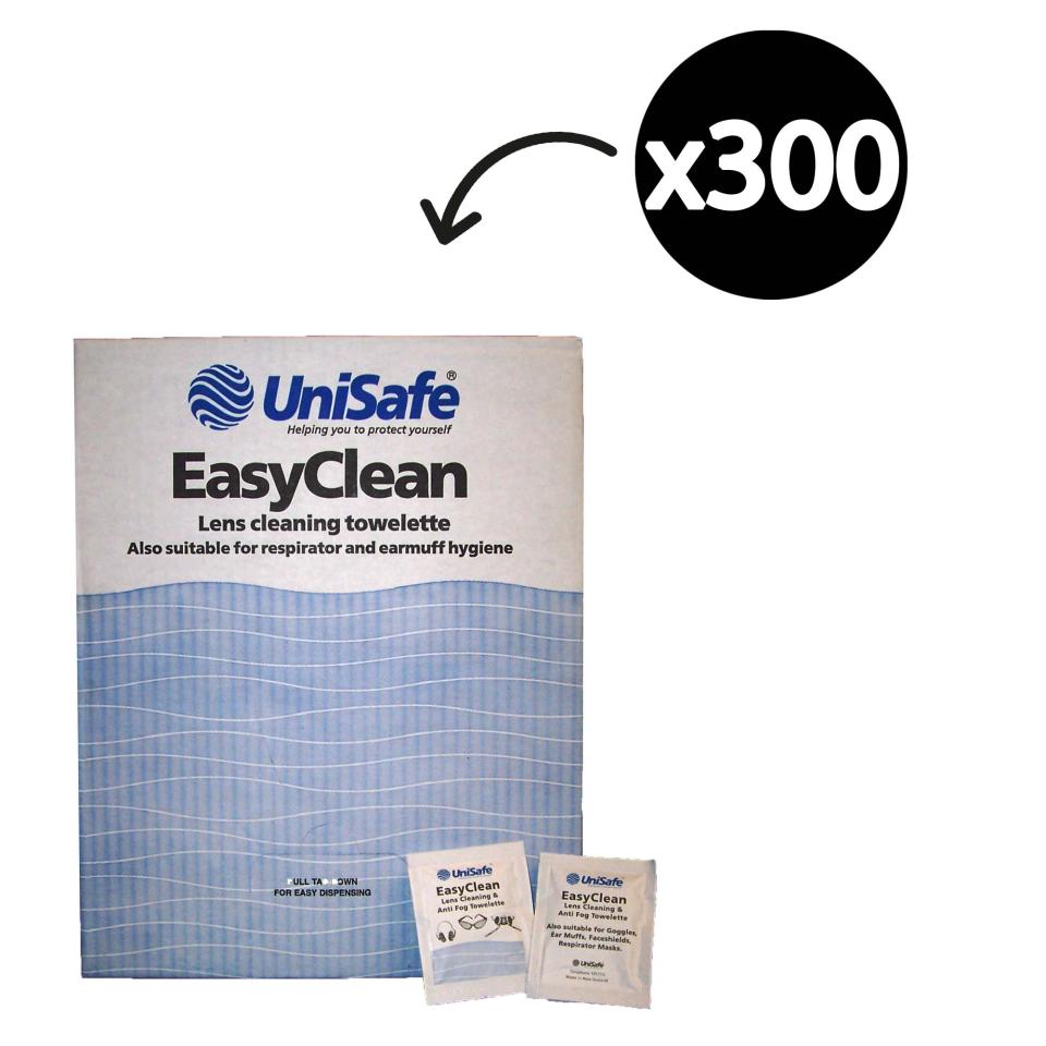 3M UniSafe Lens Cleaner Easy Clean Anti-Fog Wipe Pack 300