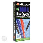 Micador Ecoflow Ballpoint Pen Medium 1.0mm Blue Box 10