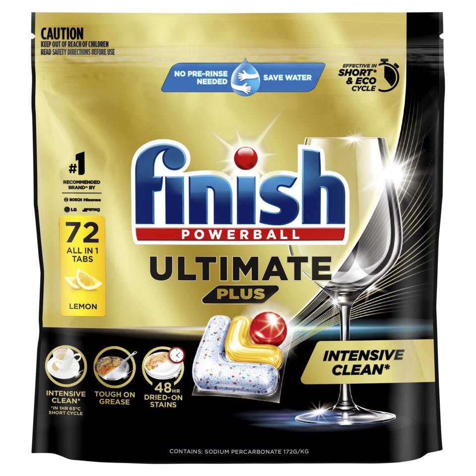 Finish Ultimate Plus Dishwashing Tablets Lemon Sparkle Pack 72 Image
