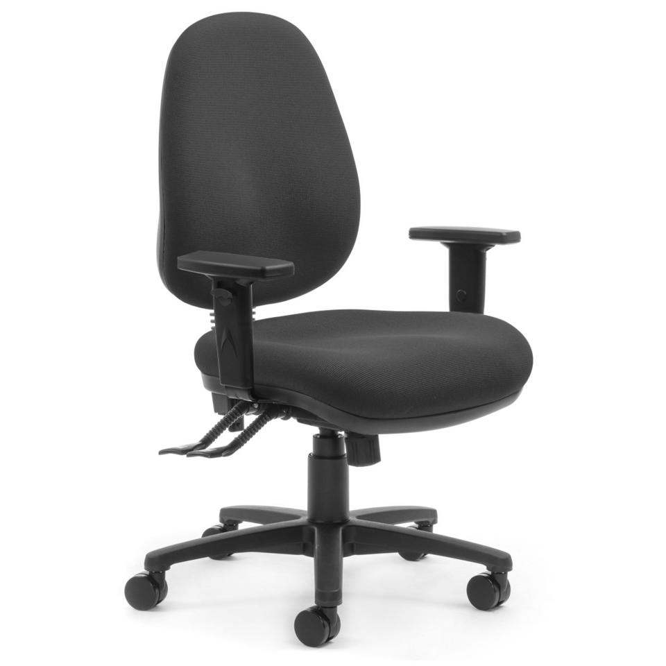 Delta High Back Task Chair Manual 3 Lever with Adjustable Arms Black