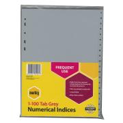 Marbig Dividers A4 Polypropylene 1-100 Numerical Grey Tab