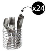 Connoisseur Satin Stainless Steel Cutlery Set with Chrome Wire Caddy 24 Piece