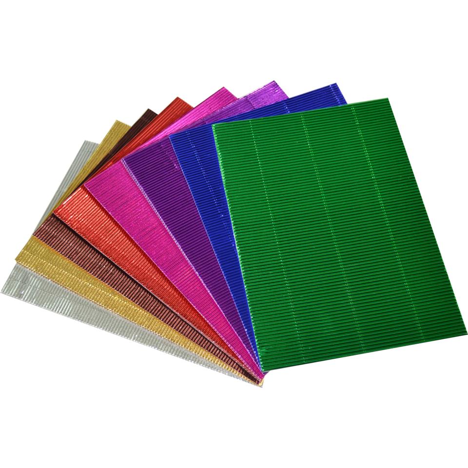 Teter Mek Metallic Corrugated Board A4 Assorted Colours Pack 16