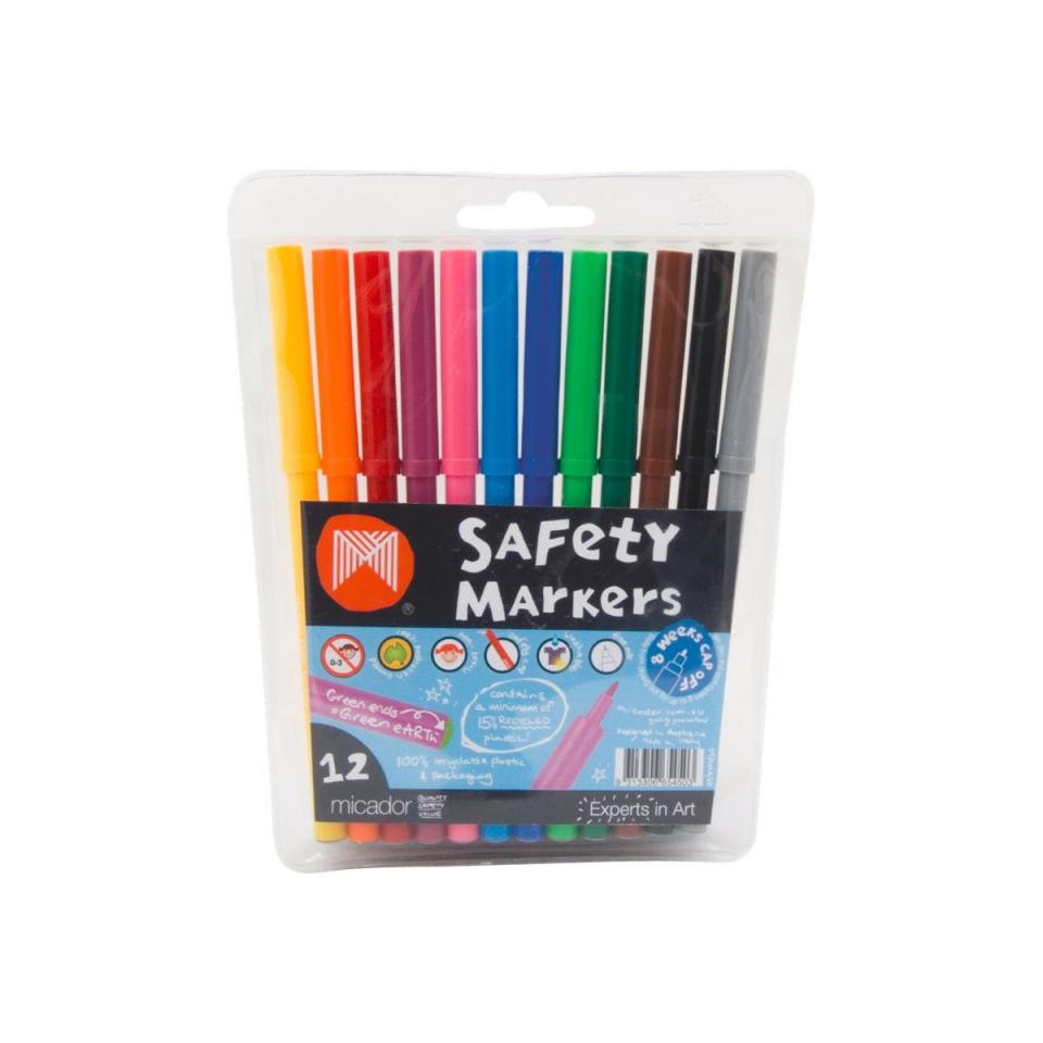 Micador Safety Coloured Markers Assorted Pack 12 Winc