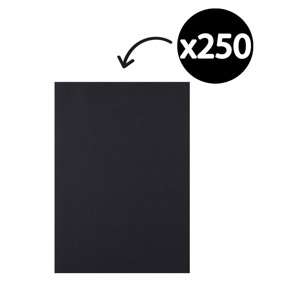 Winc Premium Coloured Cover Paper A4 110gsm Black Pack 250
