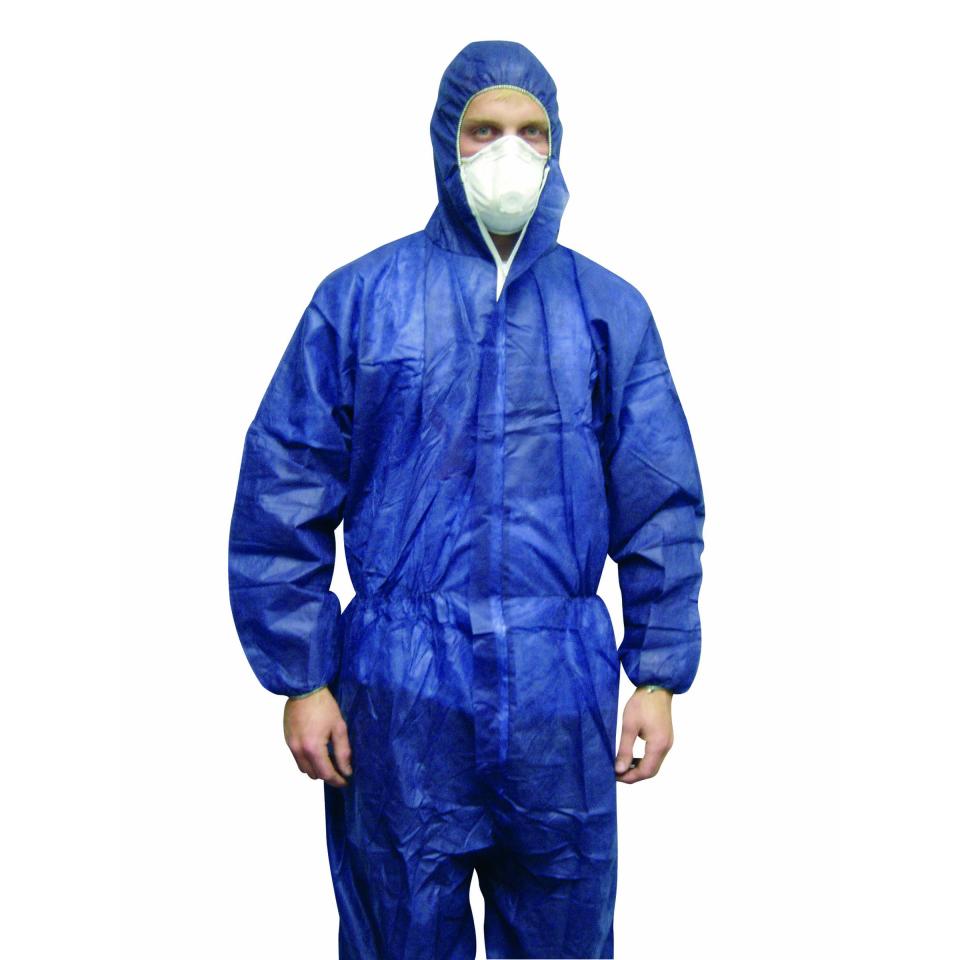 blue disposable overalls